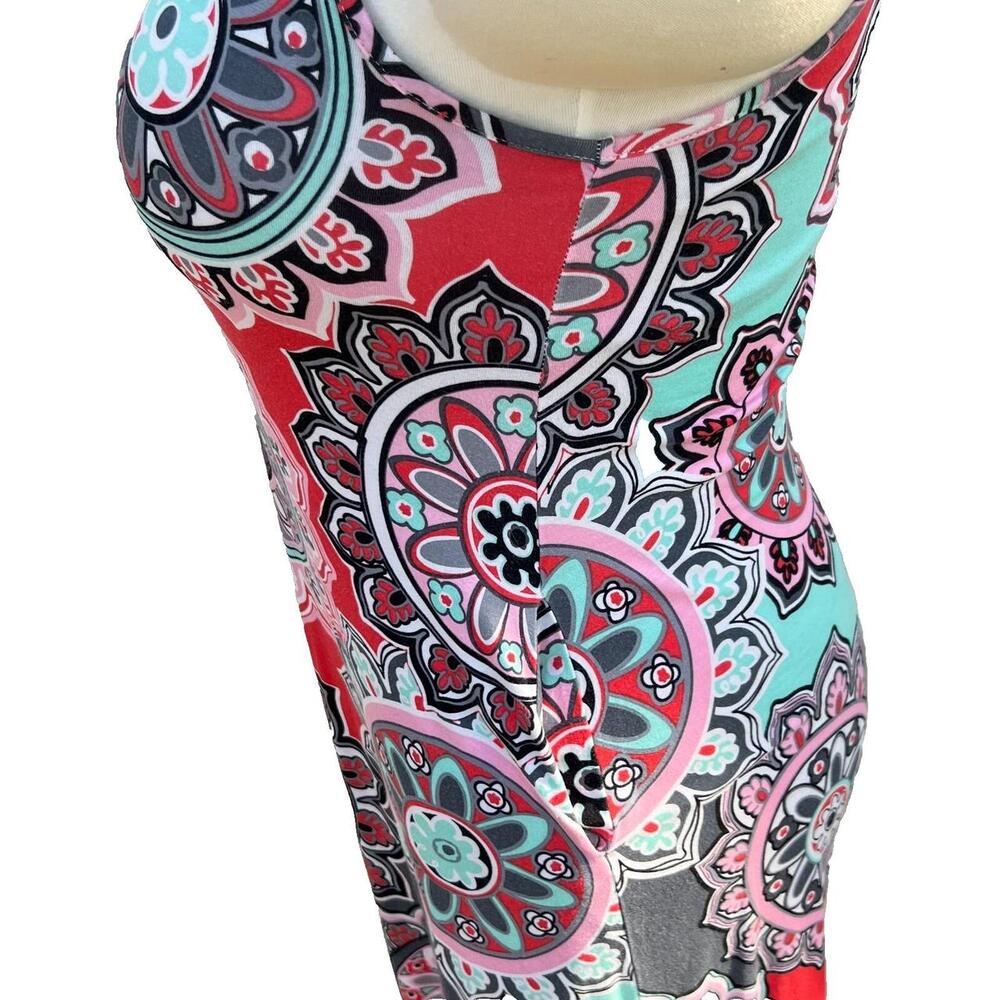 Bishuige - Women's L Dress Sleeveless 60's Mandala Retro Print Spandex Shift - Picture 7 of 8